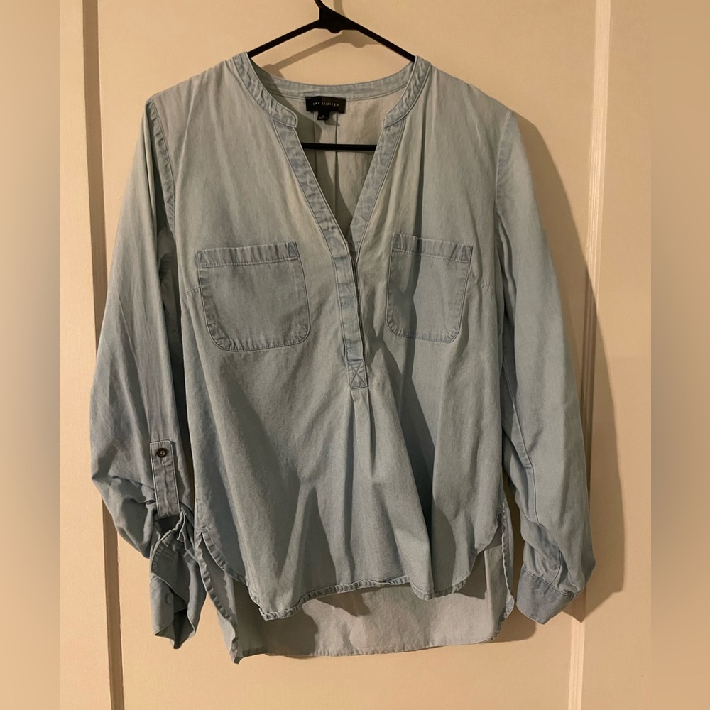 100% Cotton, Chambray Blouse, Size M
